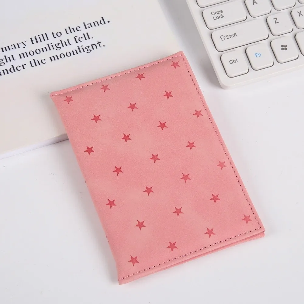 PU Leather Passport Cover Multi Card Slots Lightweight Passport Holder Anti-Scratch Star Print Passport Protector