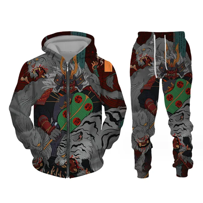 3D Dragon Printed Zip Hoodie + Pants Suit Cool Men/Women 2 Pcs Sportwear Tracksuit Set Autumn and Winter Men's Clothing