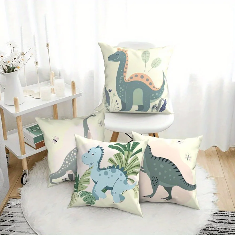 1PC 2D Flat Cute Dinosaur Throw Pillow Covers Kids Boho Jungle Decorative Cushion Cases for Bedroom Playroom No Pillow Core