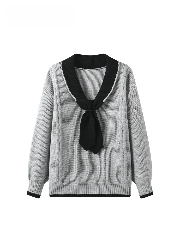 

Cara CLUB plus Size Knitwear V-Ne Long Sve Women's Spring Faion Slimming Top Age-Defng Meat-Covering Trendy