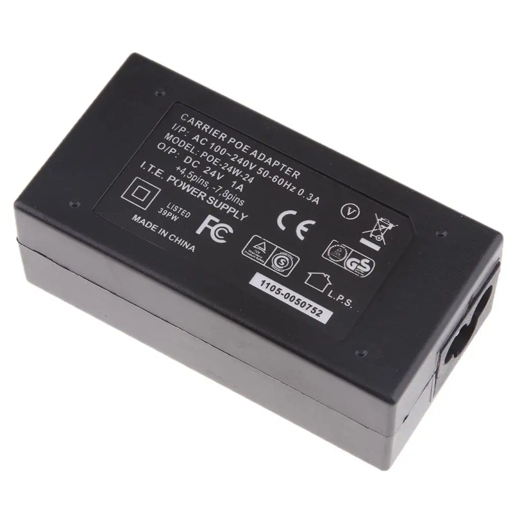 Adaptador Ethernet de inyector PoE de 24V y 1A, fuente de alimentación 802,3, cámaras IP, teléfonos