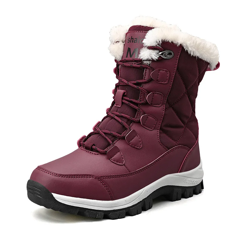 Ankle Boots Women Winter Shoes Keep Warm Non-slip Black Snow Boots Ladies Lace-up Boots Chaussures Femme Booties Woman Flat Boot