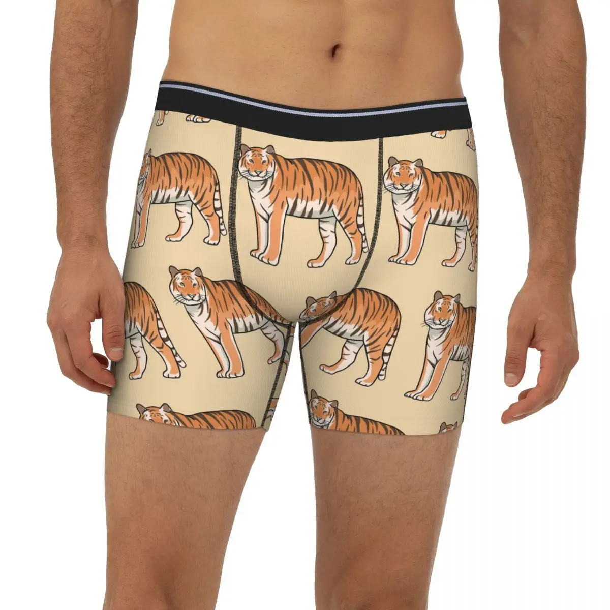 

Длинные трусы-боксеры с изображением бенгальского тигра, короткие мужские трусы, вентилируемое нижнее белье для мужчин, подарки бойфренду