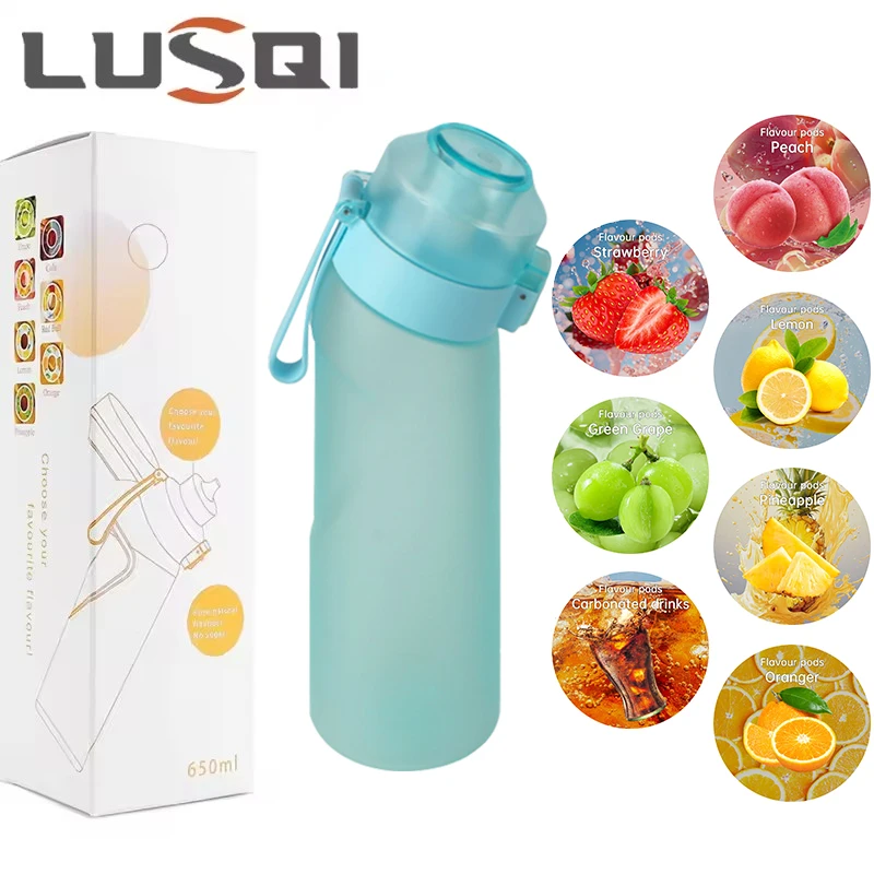 

LUSQI Air Flavored Water Bottle With 7 Flavor Pods Sports Fashion Straw Tritan Plastic Cup Suitable for Outdoor Sports Fitness