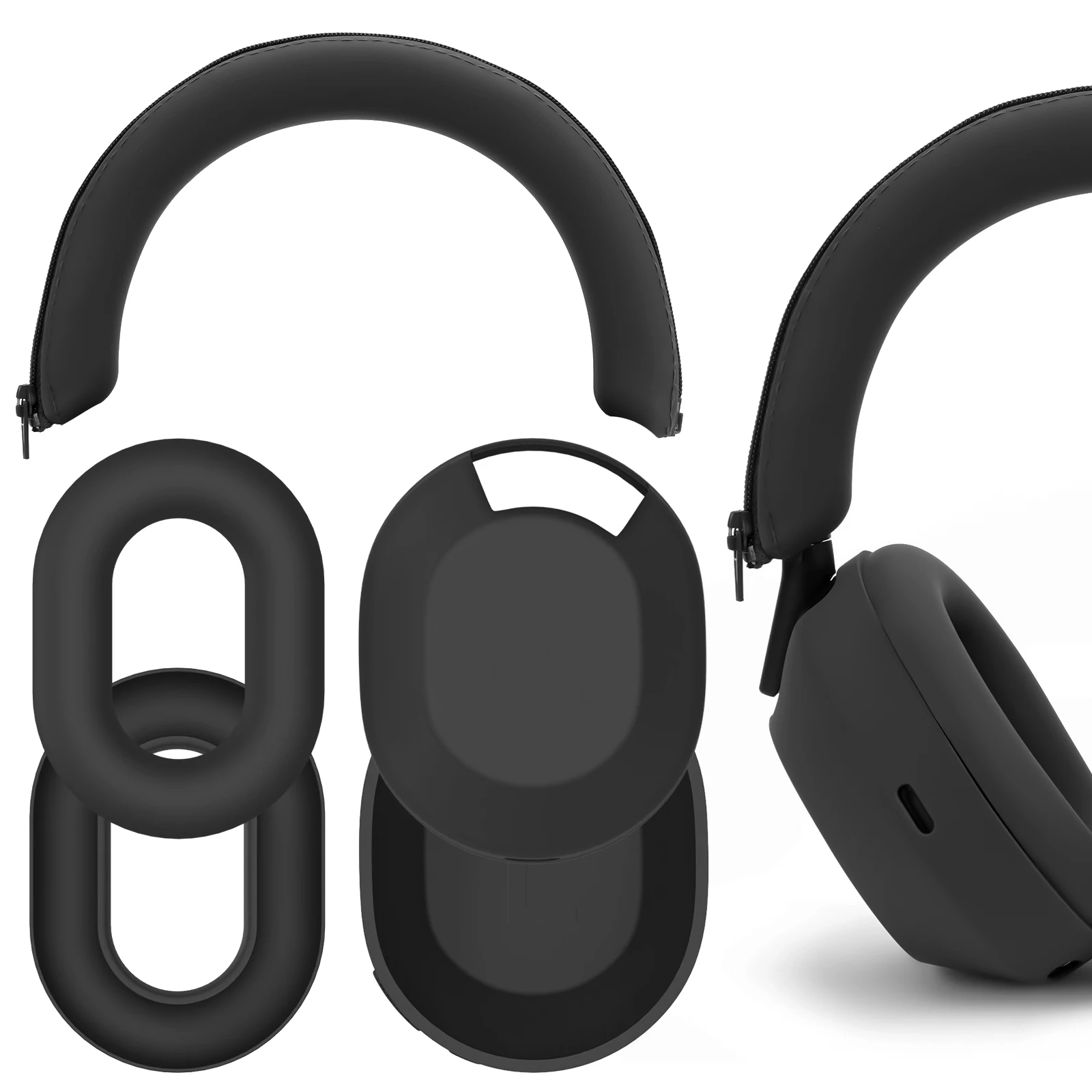 Geekria Silicone Headphone Cover Kits Compatible with Sony WH-1000XM5, WH1000XM5 Wireless Headphones, Scratch Protection Case