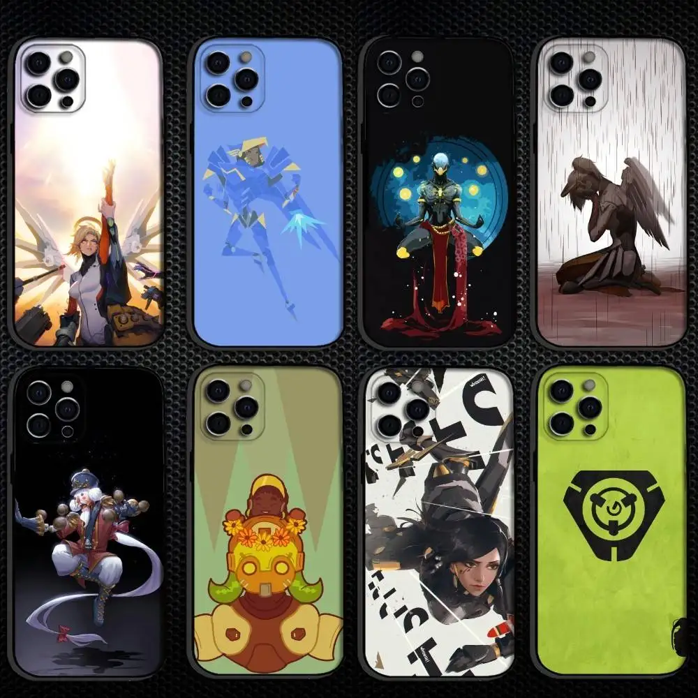 

1-1pc Game O-Overwatch Phone Case For iPhone 16,15,14,13,12,11 Plus,Pro Max, Others Soft Black Cover