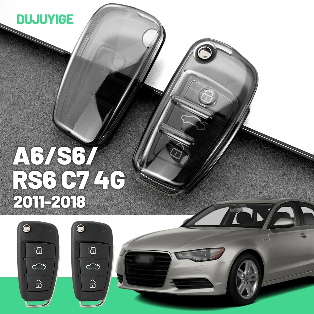 

Прозрачный чехол для автомобильного ключа из ТПУ для Audi A6 S6 RS6 C7 4G 2011-2018, защитный чехол для ключа, автоаксессуары 2012 2013 2014 2015