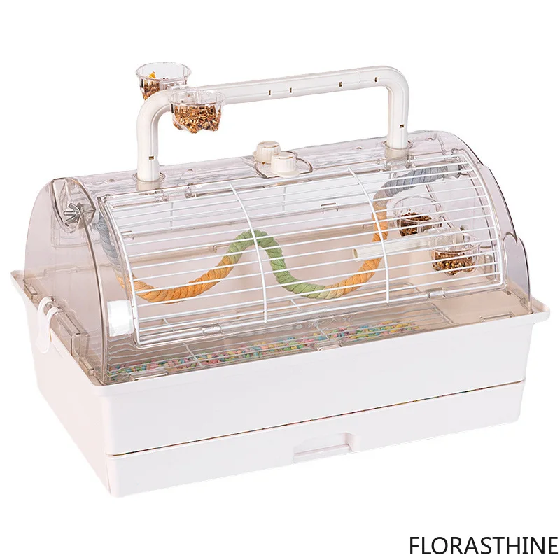 Transparent Bird Cage Portable Parrot Carrier Acrylic Travel Cage for Birds Small Breeding Nest Full View Observation