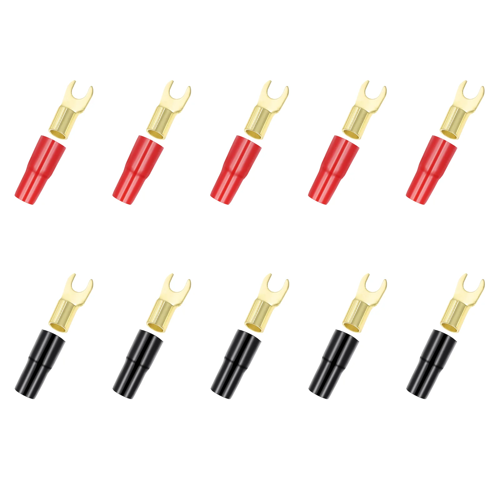 5 Pairs Electric Crimp Lugs Clam Terminals Spade Connectors Plugs and Electrical The Copper 8GA Barrier Spades Pressure Wire