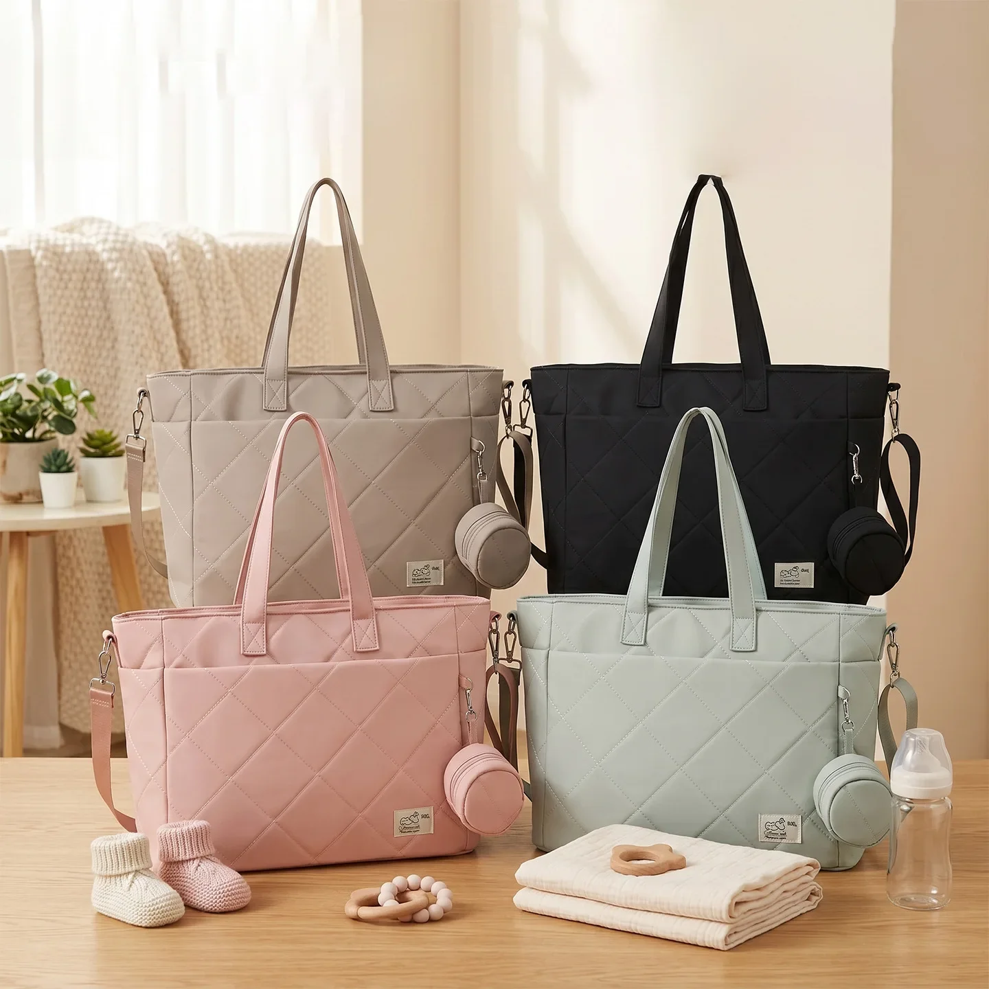 Outdoor Storage Oxford Cloth Fresh Sweet Single Shoulder Maternity Bag Women's Handbag Multi-Functional Breathable Diaper Bags