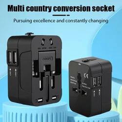 Portable Universal Travel Adapter with 2 USB Ports 2.1A Fast Charger All-in-one Travel Adapter EU/UK/USA/AUS Plug for Travel