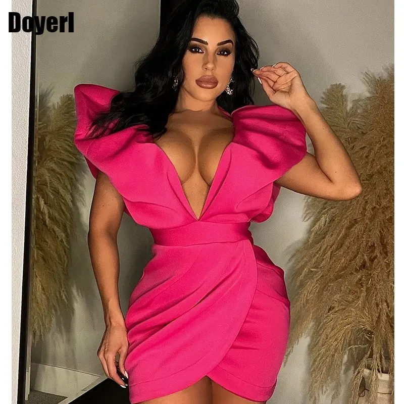 

Deep V Neck Nightclub Sexy Party Dress for Women Elegant Sleeveless Backless Bodycon Mini Dresses Bandage Club Birthday Dress