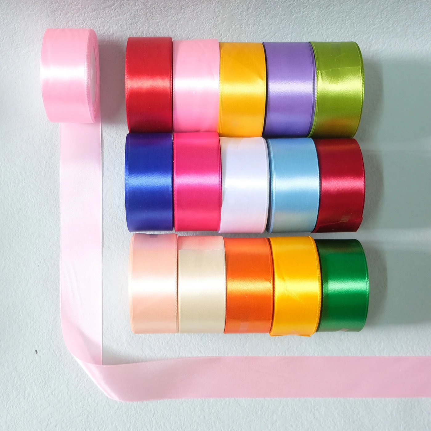 5 rolls 125 yard nastro di raso 4cm di larghezza nastri fiore di rosa che fa artigianato fai da te materiale nastro colorato per la decorazione