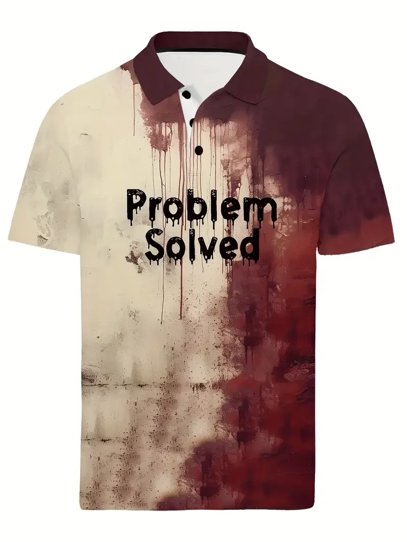 

New 3D Printed Funny Polo Shirts For Men New In Short Sleeve Men's Halloween T Shirts Clothes Label Button Shirt Clothes