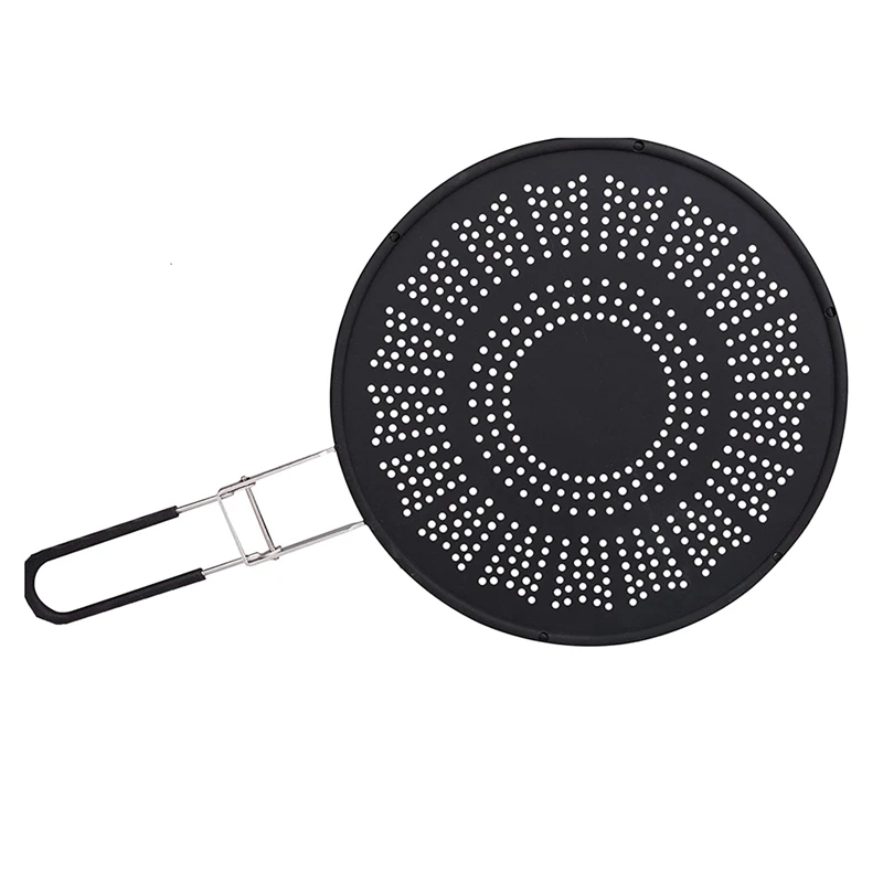 Silicone Splatter Screen-Multi Use Oil And Grease Shield Guard And Strainer With Handle For Easy Storage