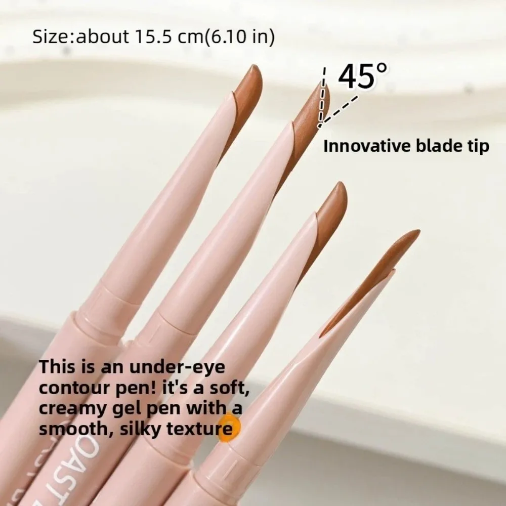 Lápis delineador de ponta dupla à prova d'água, cremoso, suave, de longa duração, gel, caneta delineadora, iluminador de olhos com pincel