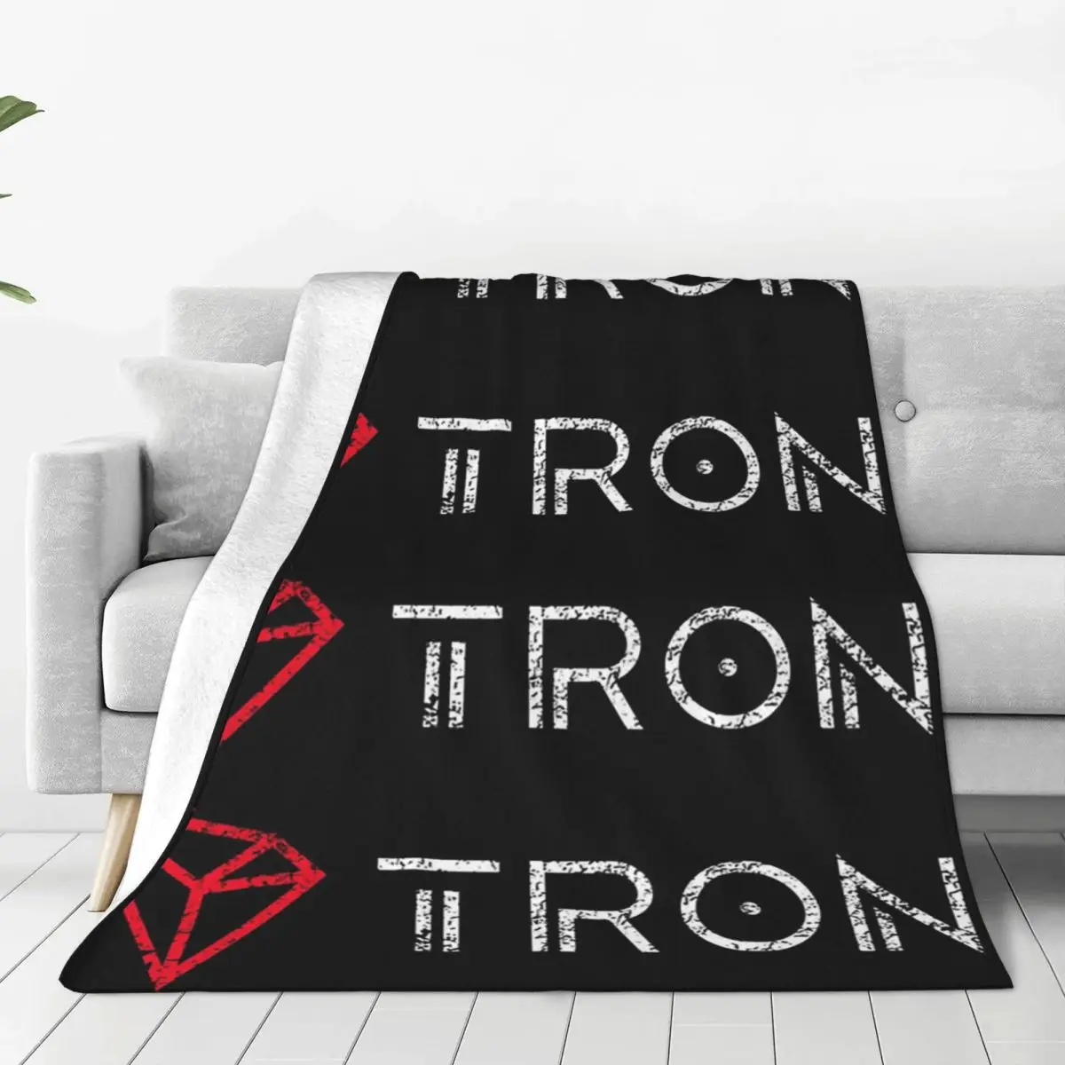 Tron TRX Distressed Crypto Trader LogoBlanket Soft Warm Flannel Throw Blanket Bedspread for Living room Picnic Travel Home Couch