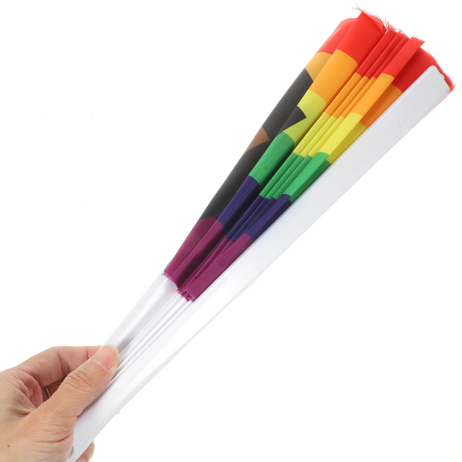 

1pc Rainbow Handheld Plastic Fan Decorative Folding Fans Colorful Portable For Dance Performance Wedding Party Decoration