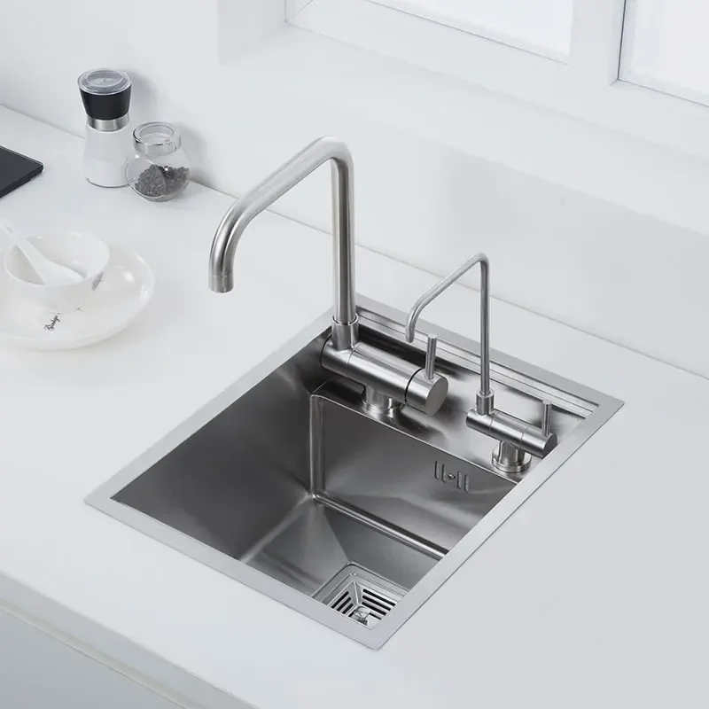 Black Hidden Kitchen Sink Bowl Bar Stainless Steel Balcony Sink Concealed Black Kitchen Bar  with Clean Water Tap