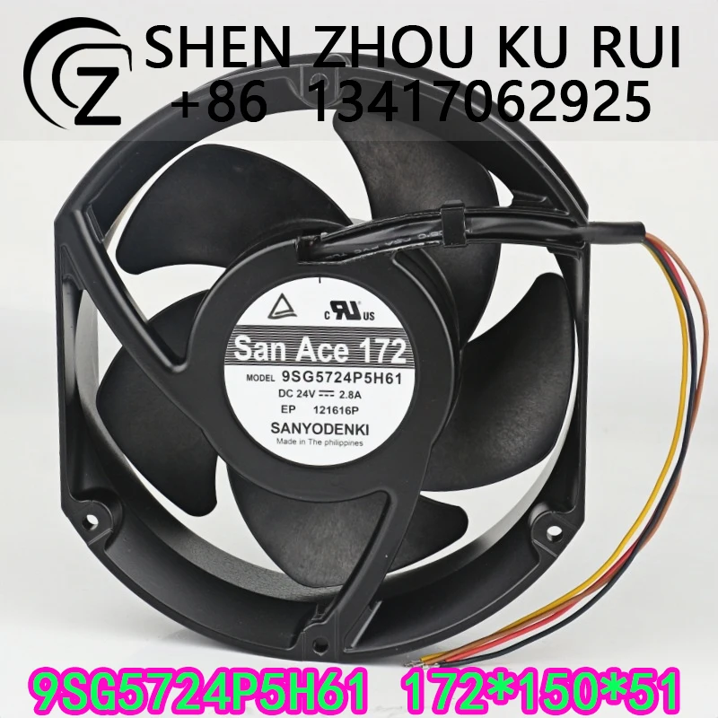 Sanyo 24V 2.8A 17251 17CM PWM control Large air volume Aluminum frame 9SG5724P5H61 cooling fan