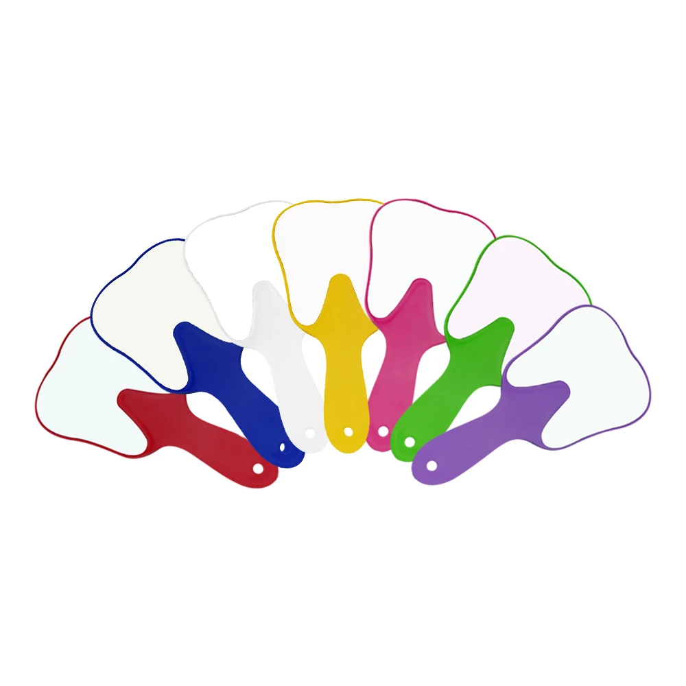 مرآة بمقبض أسنان على شكل أسنان، مرآة فحص يدوية لطيفة غير قابلة للكسر، مرايا مكياج هدية لطبيب الأسنان