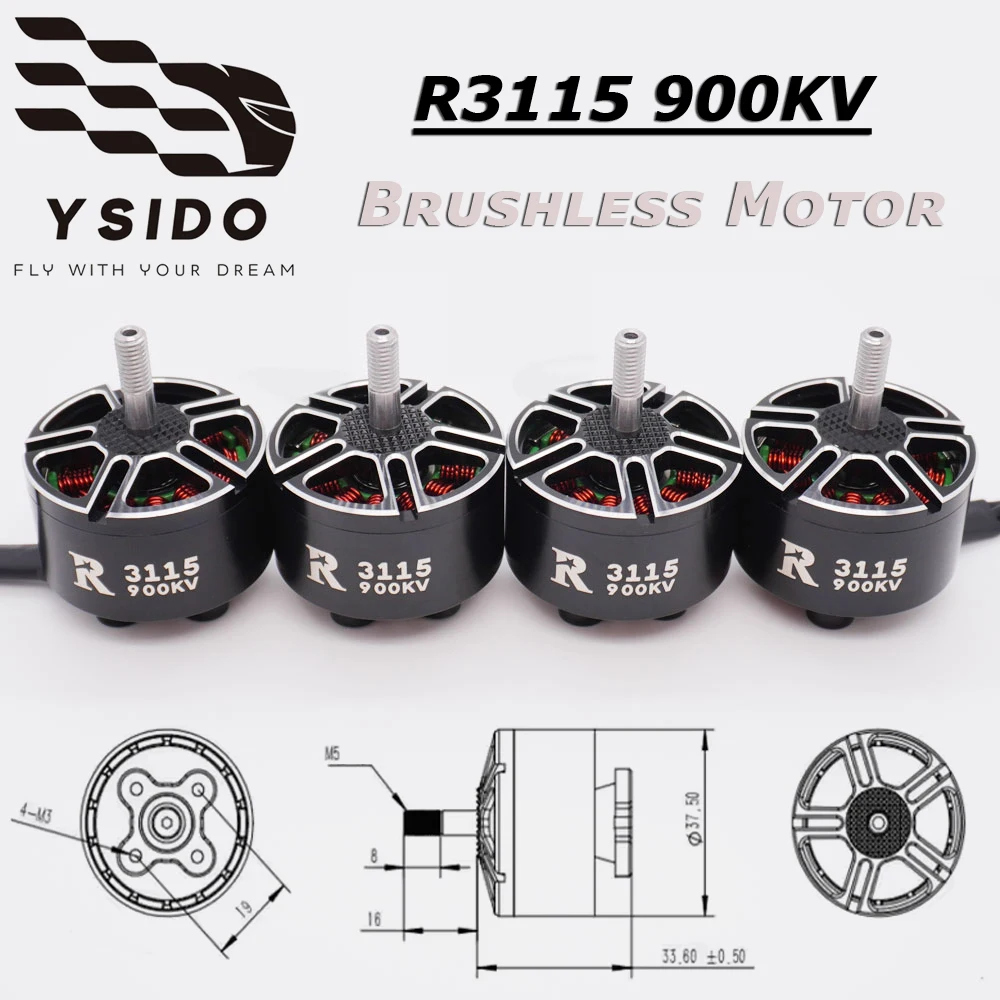 

YSIDO R3115 900KV Brushless Motor 3-6S 3115 Motor for RC Multirotor X-Class FPV 9inch 10inch Long Range Racing Drone Accessories