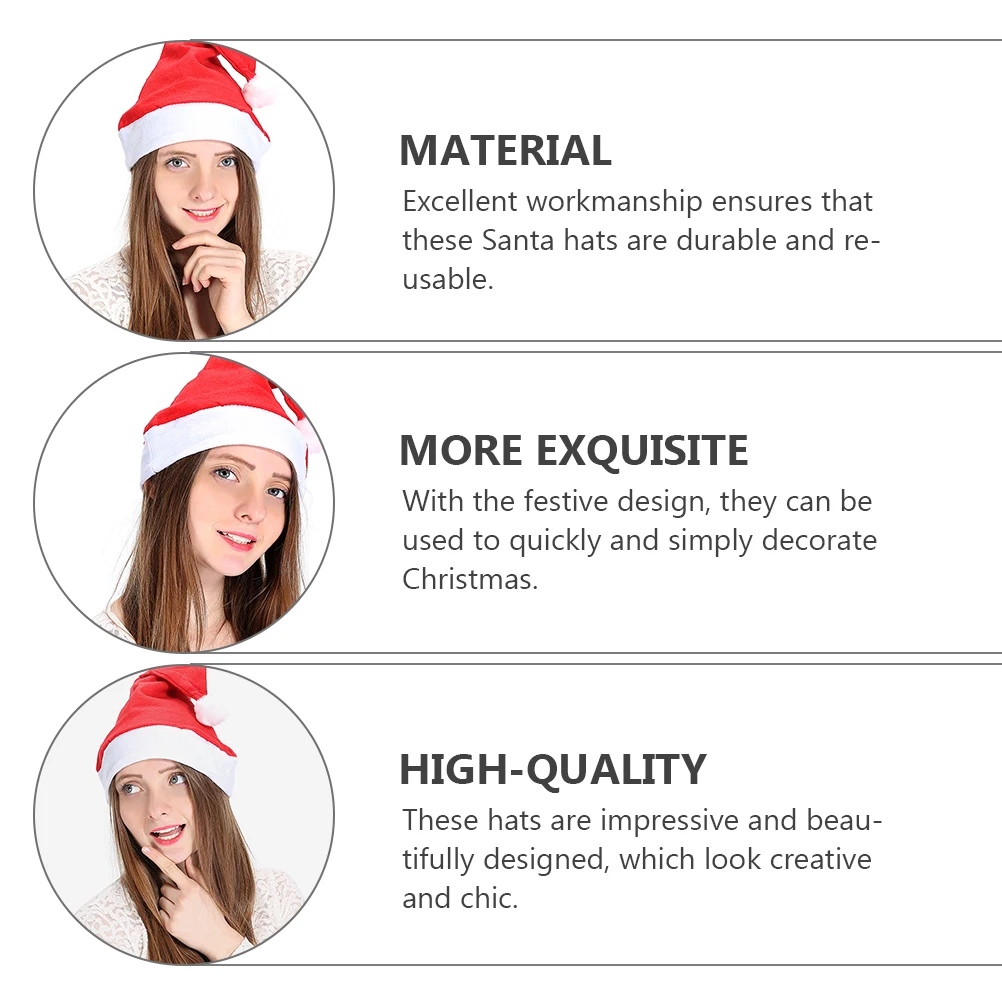 

8 Pcs Christmas Hats Adult Santa Xmas Beanie for Adults Holiday Headwear Red Claus Man