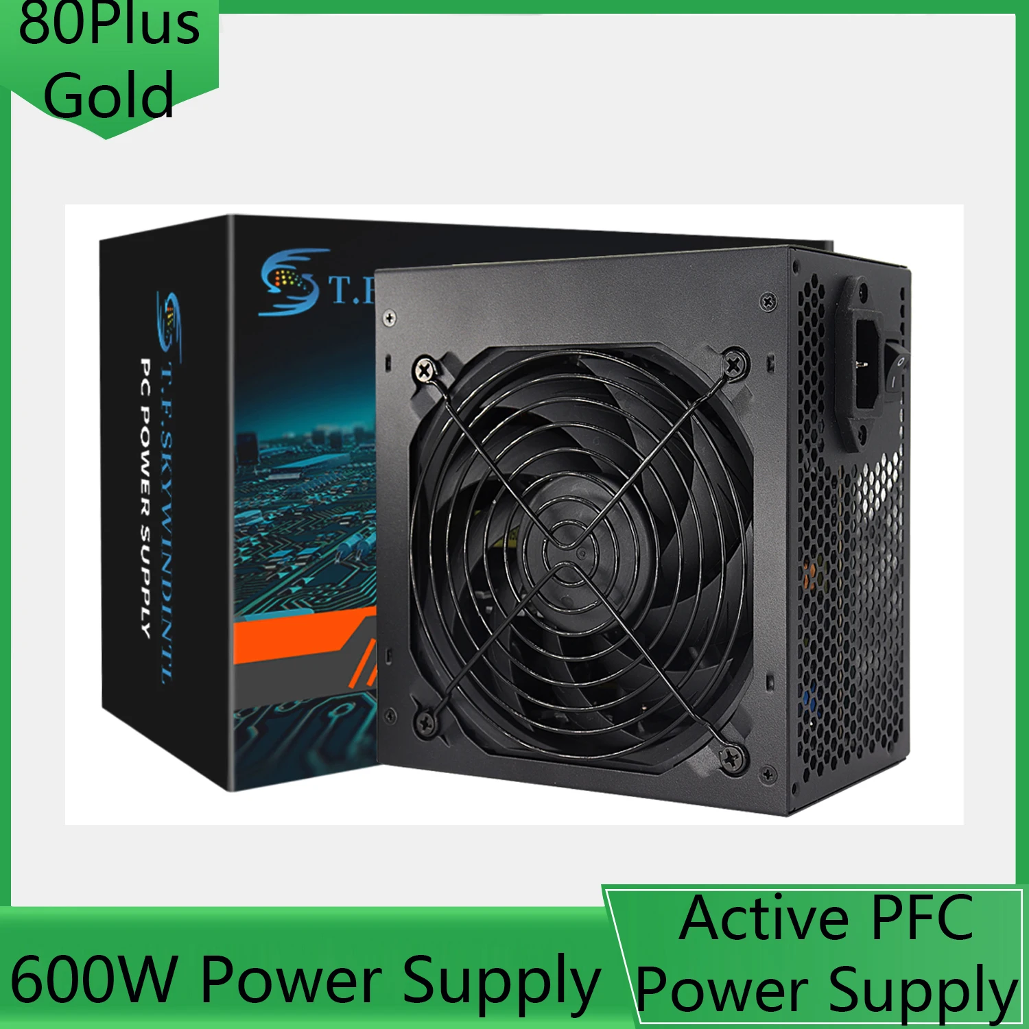 

600W Atx Power Supply Active PFC PC 120mm Silent Fan 80Plus Gold For Mini Chassis Small Computer Case Desktop Power Supply