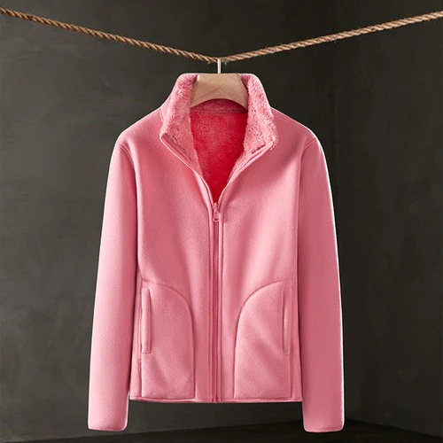 Imagen 2 del producto Nueva ropa de exterior de lana para mujer, moda versátil, deportes de ocio de invierno, abrigo cálido grueso de doble cara, chaqueta femenina