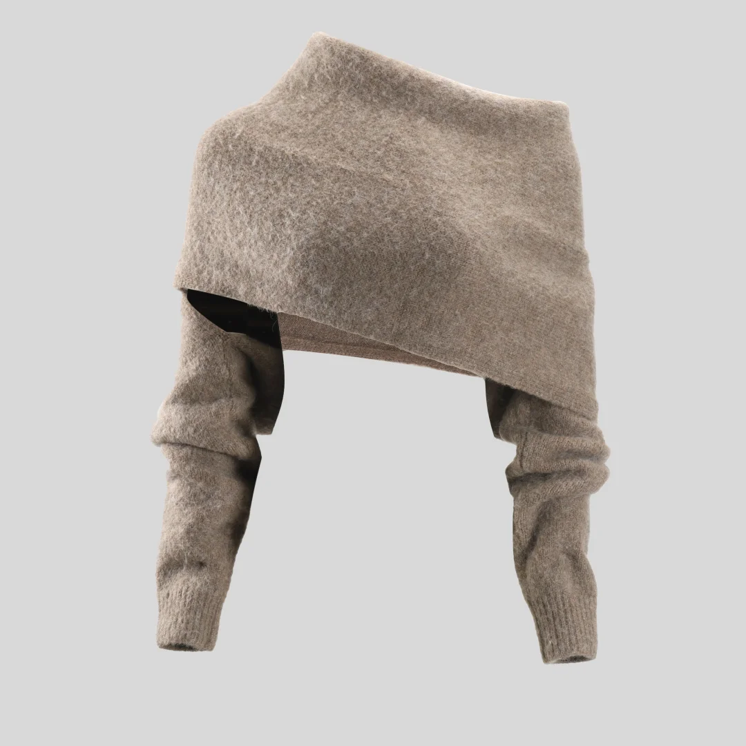 

2025 New Arrival: Luxurious Beige Knit Set–Effortlessly Chic & Cozy Wrap Shawl and High-Neck Sleeveless Top Ensemble.Soft Wool