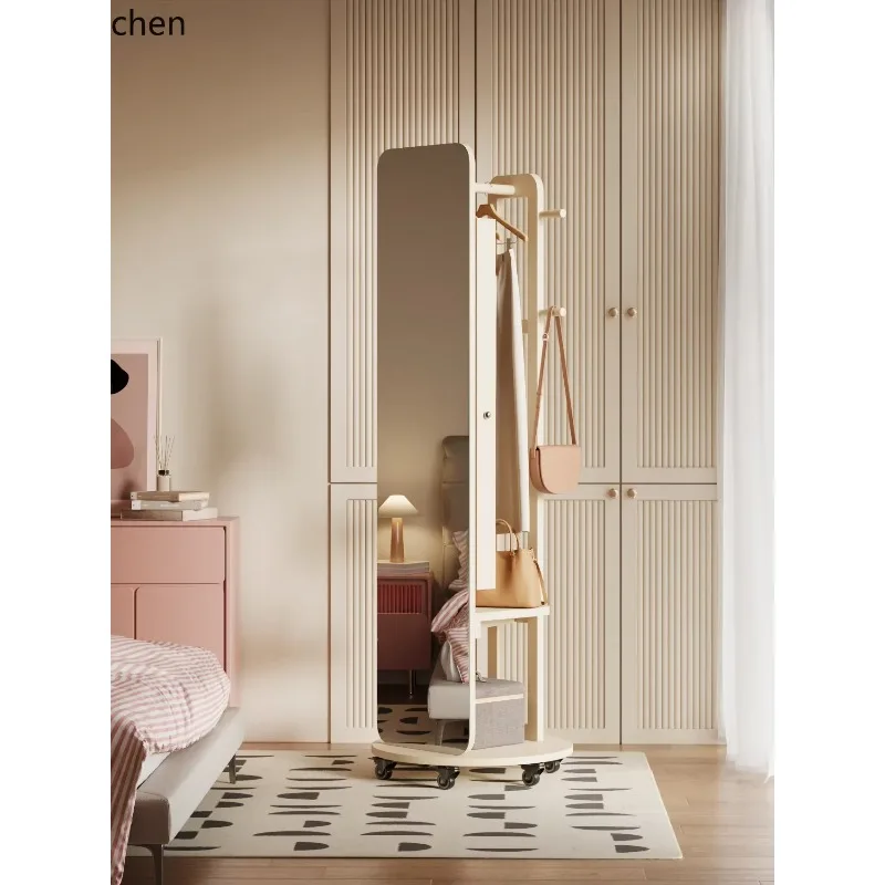JZ-6 Full-length Mirror, Full-body Mirror, Floor-to-ceiling , With Makeup Cabinet, Hanger, Integrated Storage And Rotation