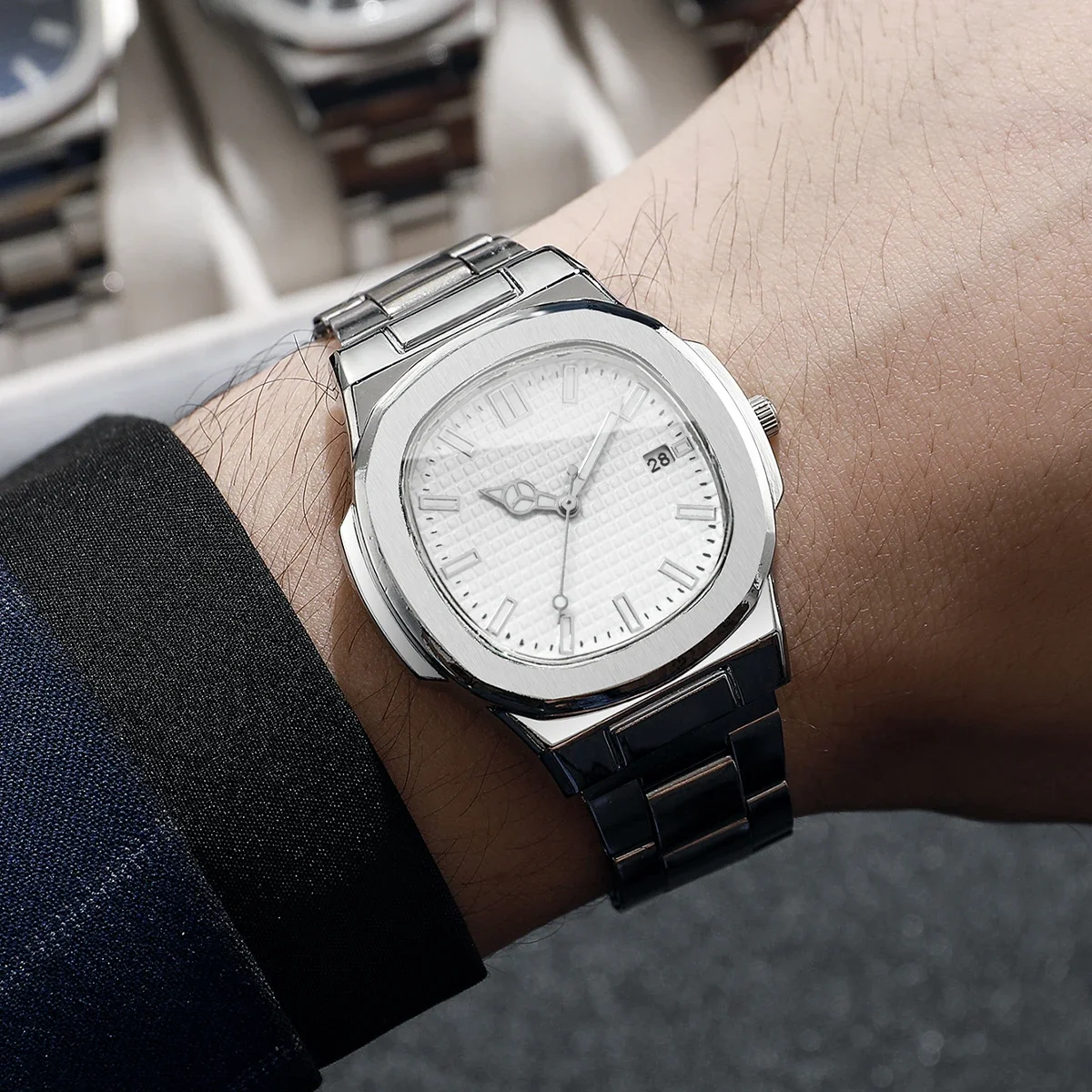 1PC Surprise Mystery Watch Blind Box-Fashion Square Men Business Watches Simple Calendar Quartz Watch Reloj Hombre（Without Box） view 5