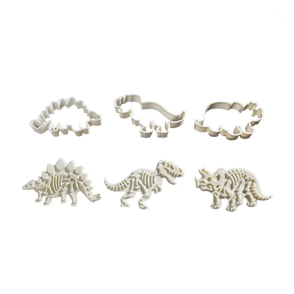 

6pcs Dinosaur Cake Mold Plastic Fondant Cake Sugar Craft Kitchen Decoration Cookie Baking Tools