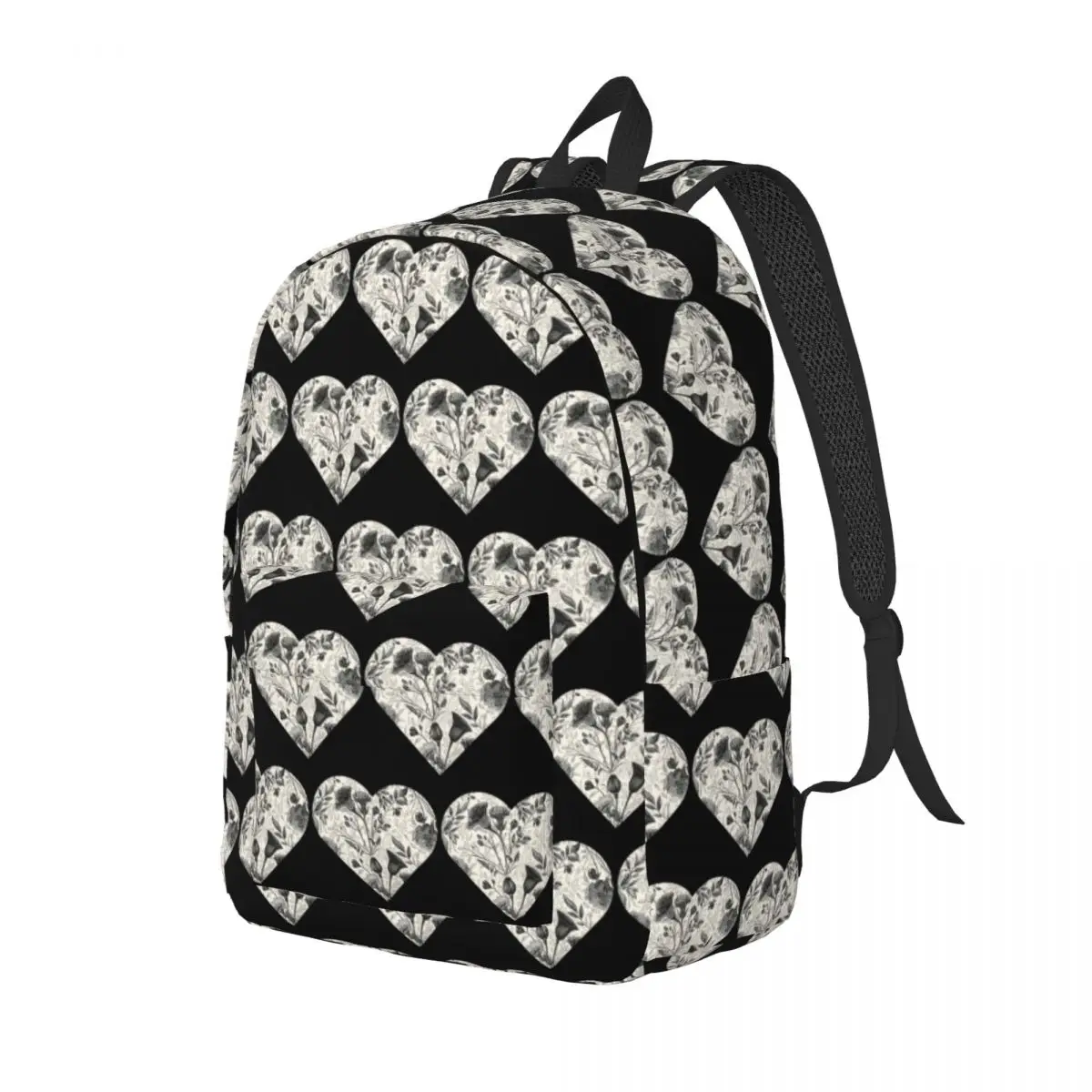 

Heart With Vintage Flowers Student Backpack School Bag Hiking Travel Daypack for Boys Girls Fashion Bookbag Shoulder Bags