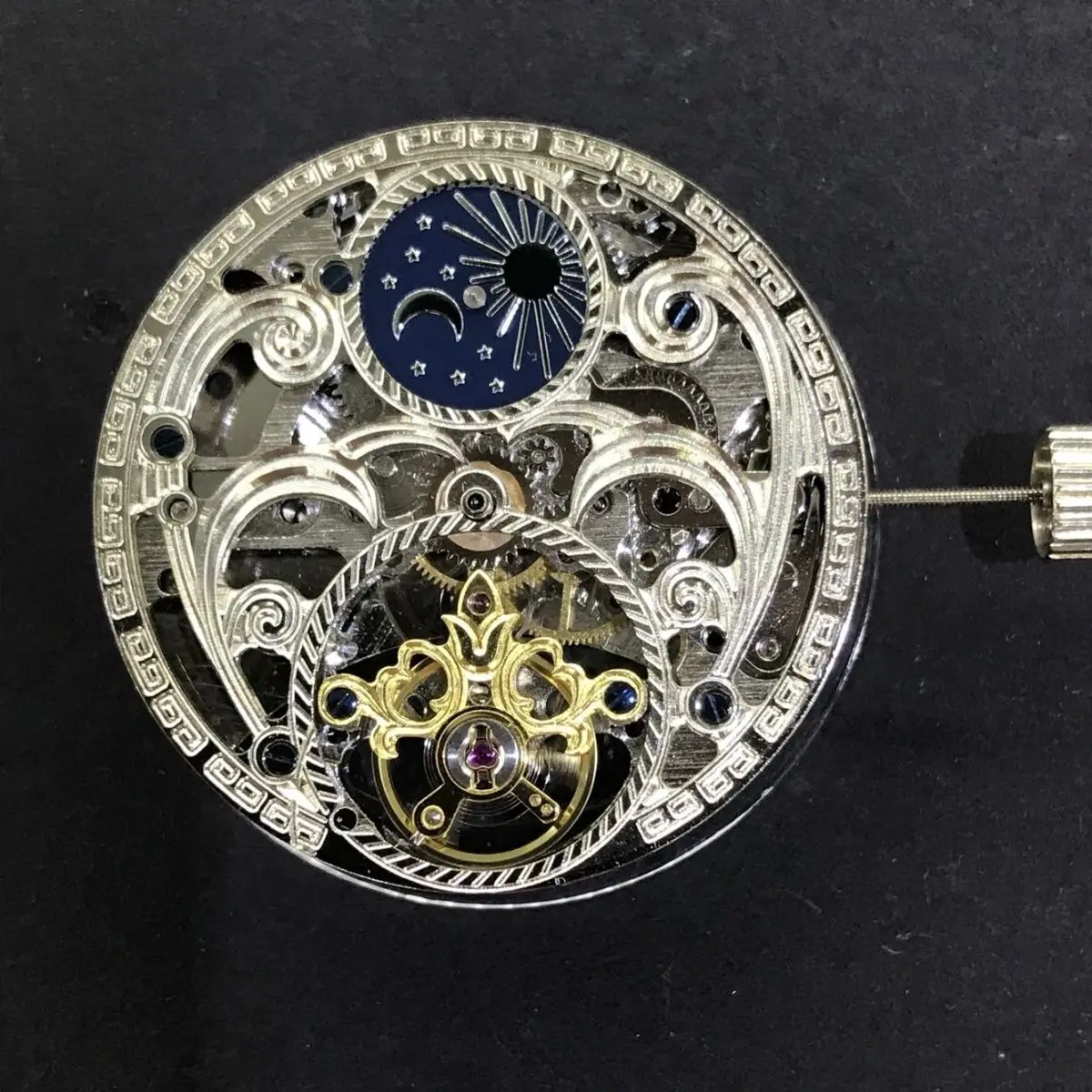 

Аксессуары для часов, полый автоматический механический механизм, 12-часовая звезда, фаза луны, имитация турбийона, три и половинные иглы