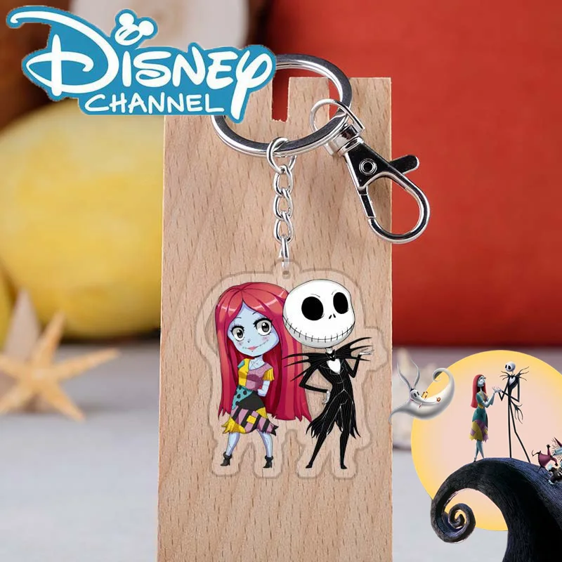 

Disney Christmas Fright Night Acrylic Double Sided Transparent Key Chain Cartoon Character Surrounding Jack Skeleton Pendant