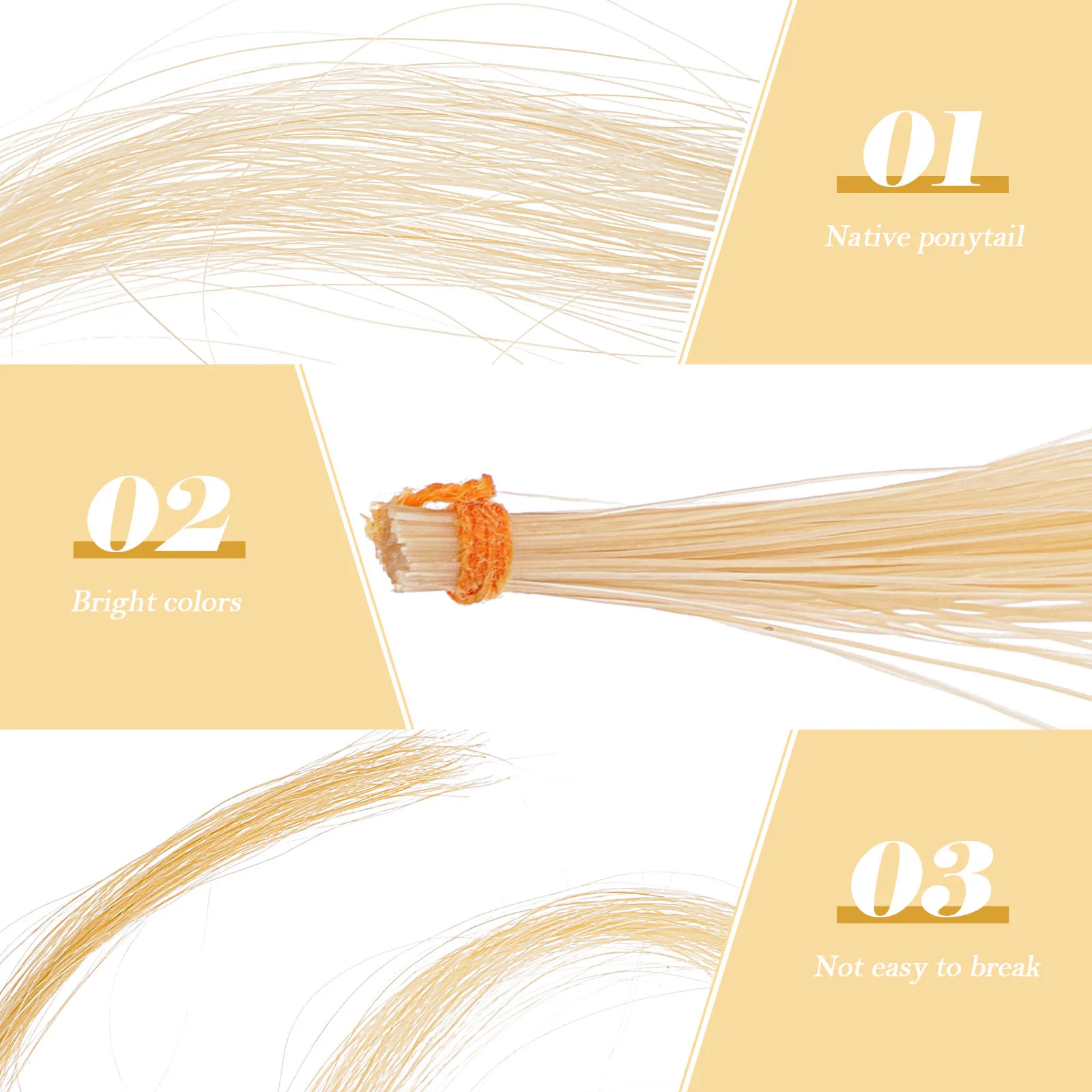

Piano Bow String Horse Hair for Violin Practical Replacement Accessories Beginner's Horsehair Ponytail Viola Full Size Natural