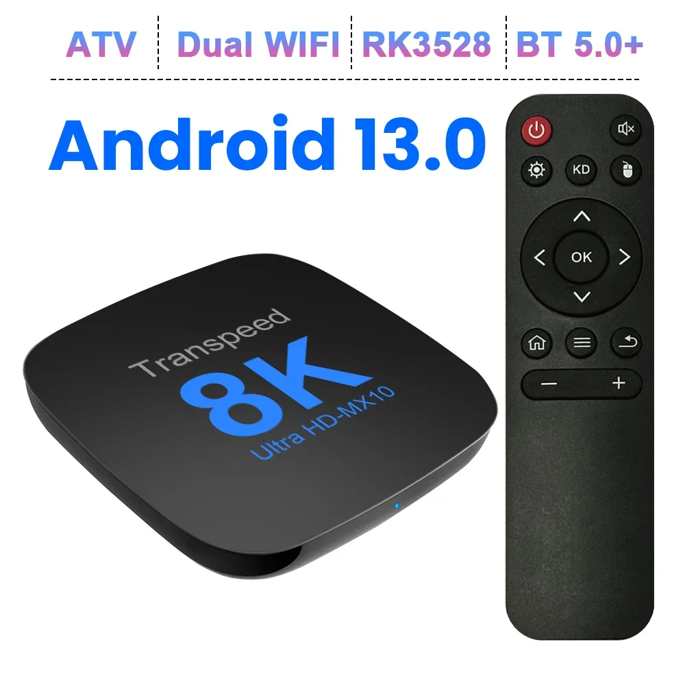 

Android 13 TV Box ATV Dual Wifi With TV Apps 8K Video BT5.0+ RK3528 4K 3D Voice Media Player Set Top Box