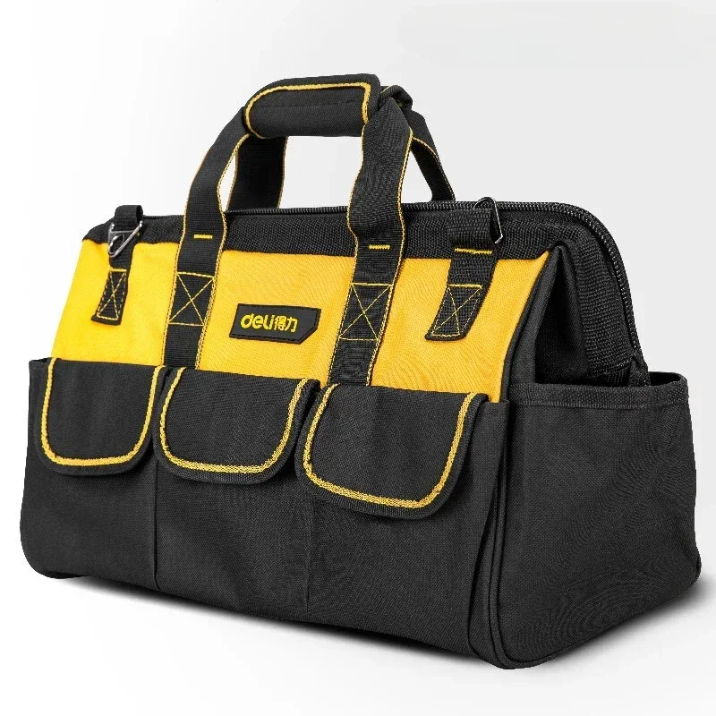 

Deli Tool Kit Durable Carpentry Electrician Canvas Tool Bag Portable Multi Functional Maintenance Hardware Storage Bag