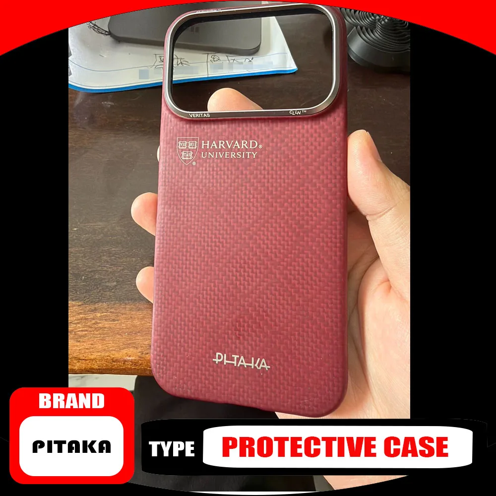 PITAKA Harvard Licensed Air Aramid Fiber Cover for IPhone 18 17 Pro Max Camera Button Magnetic Phone Case Protection Durable