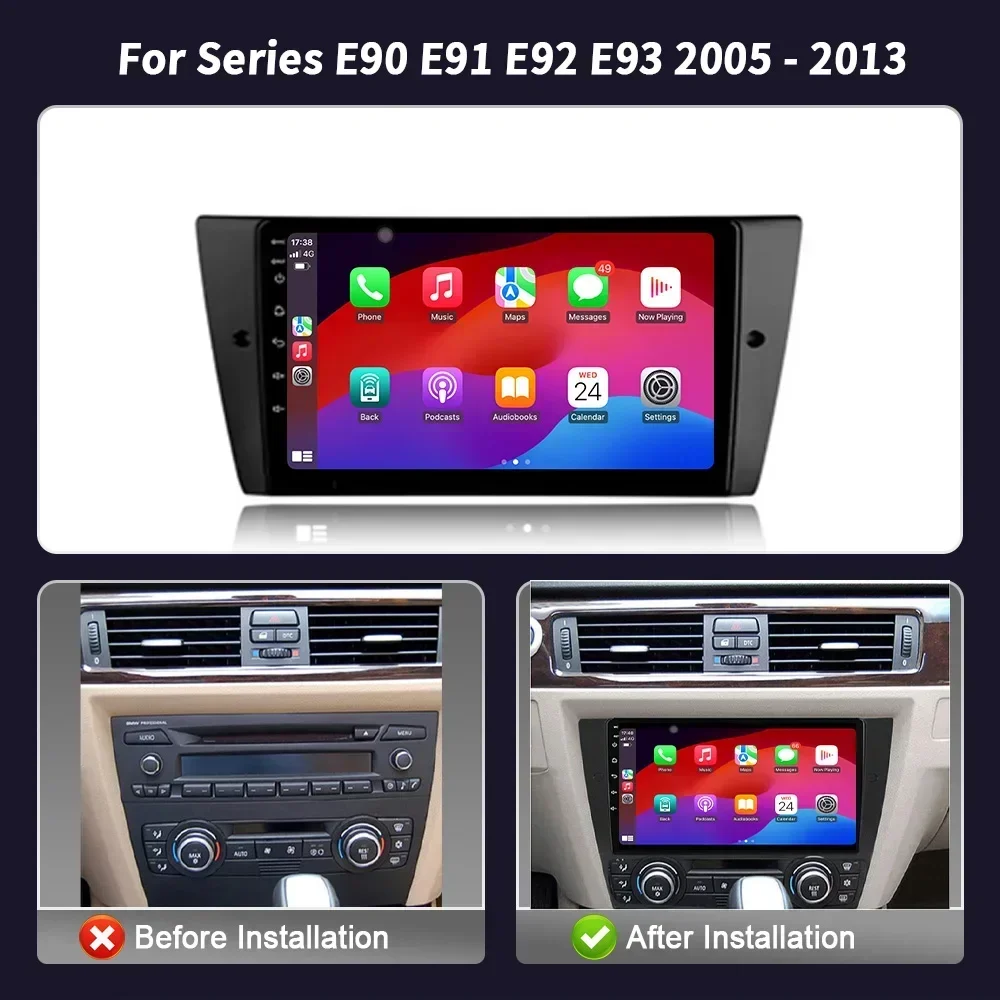 For BMW 3-Series E90 E91 E92 E93 2005-2013 Car Radio Multimedia Player Navigation 2DIN Android Wireless CarPlay Screen Stereo