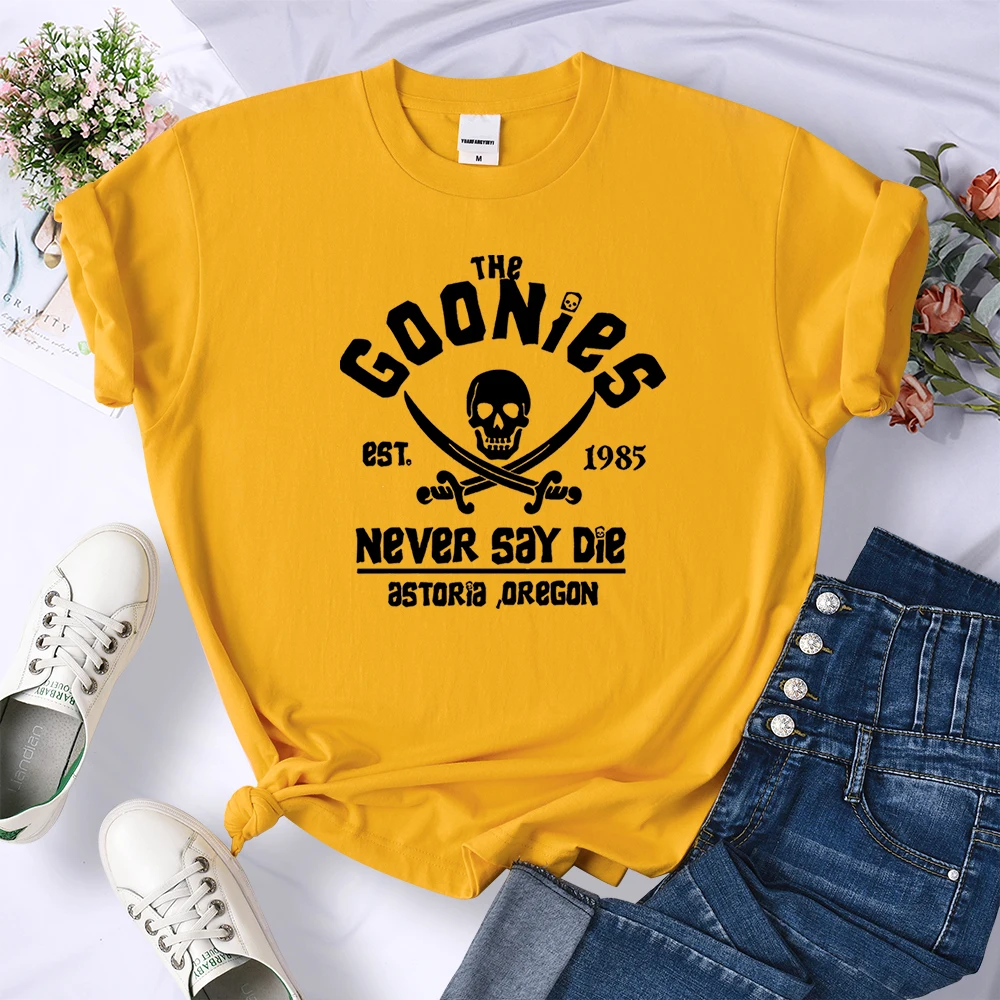 2022 Summer T Shirts Oregon Pirate Flag Never Say Die Astoria Casual Shirt Women Breathable T-shirts Personality Printing Tops