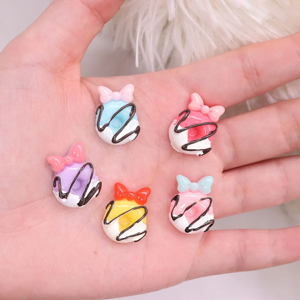 Single Sale 1pcs Resin Colorful Doughnut Slippers Shoe Charms Accessories Kid Designer Decoration DIY Backpack Holiday Present