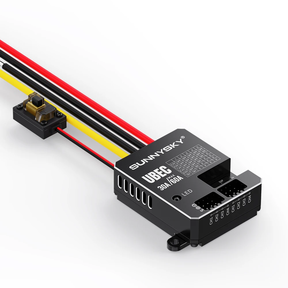 SUNNYSKY 30A HV UBEC 3-18S 9-80V Input Adjustable 5.2/6/7.4/8.4/9/12V Output /8 Parallel Outputs/aluminum case For RC Model
