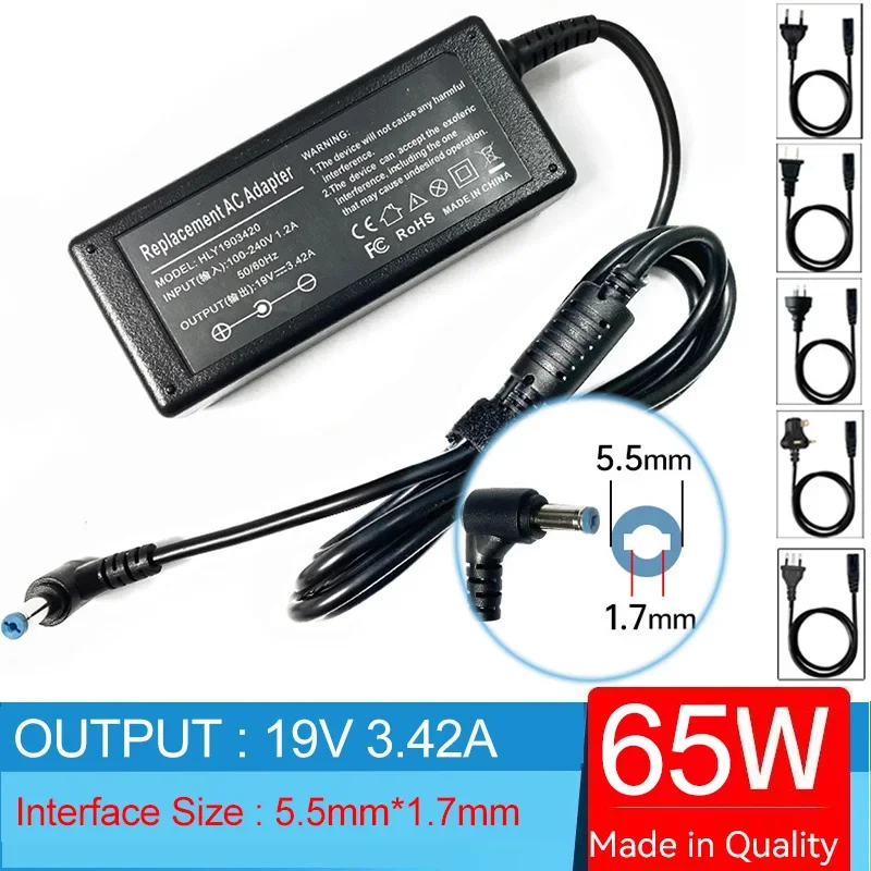 19V 3.42A Laptop Ac Adapter Charger For Acer Aspire V3-111P V5-121 V5-122P V5-123 V5-131 V5-132 V5-171 V5-571 V5-561 V5-561P