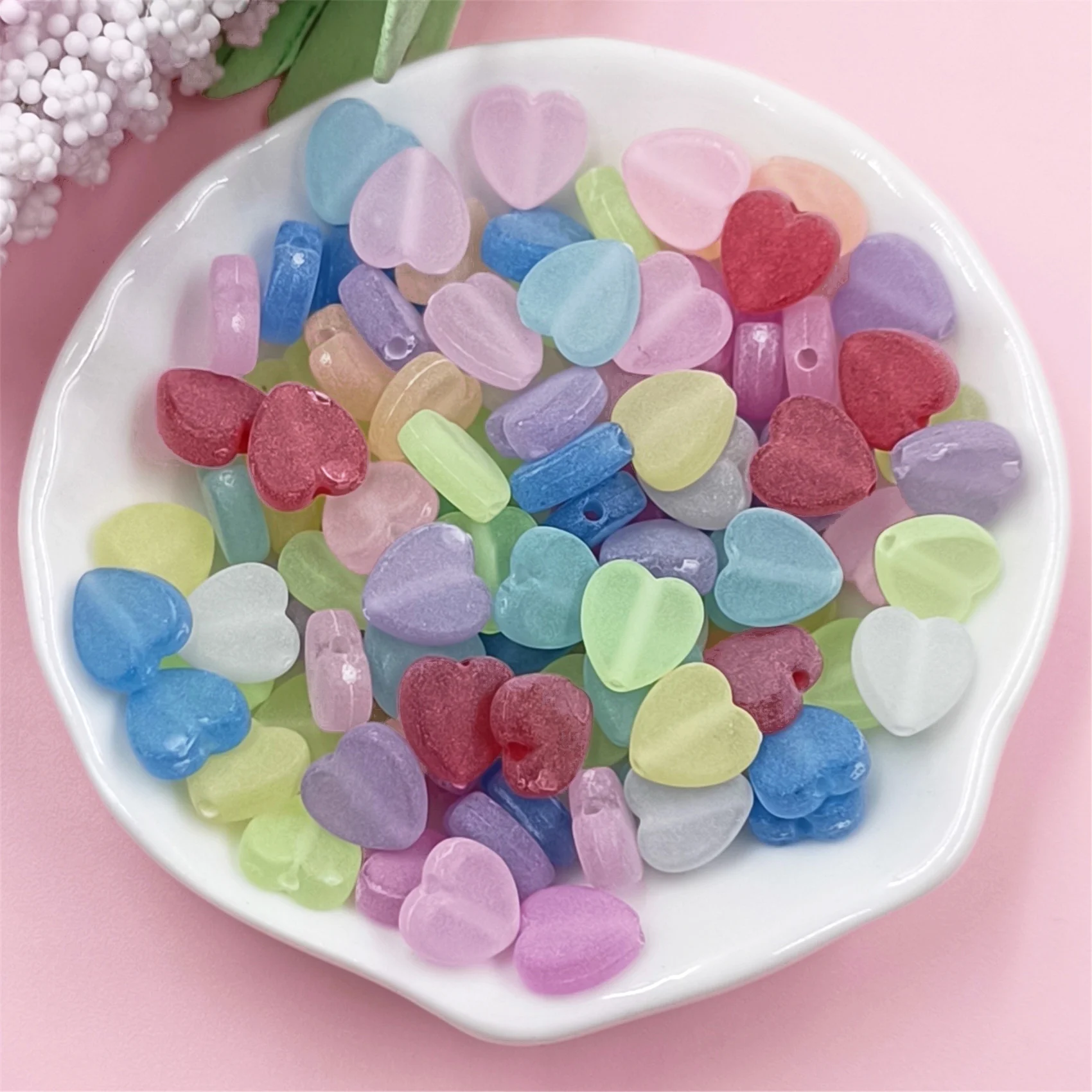 50Pcs/pack Heart/Star Frosted Matte Acrylic Beads Pendant DIY For Necklace Bracelet Jewelry Making Wholesale