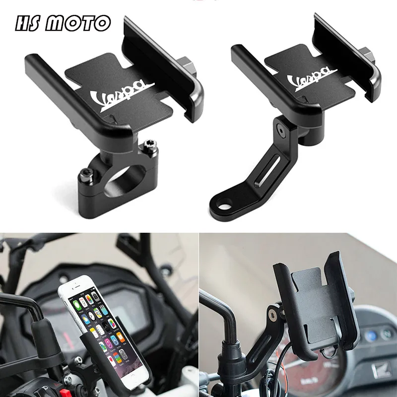 For Vespa LX LXV Sprint GTS GTV 50 150 250 300 300ie Accessories Motorcycle Handlebar Mobile Phone Holder GPS Stand Bracket