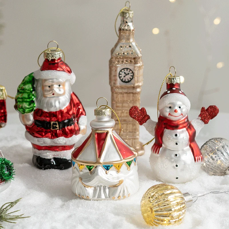 

2025 New Christmas Decorations Creative Glass Alien Ball Animal Pendant Santa Claus Snowman Christmas Tree Pendant