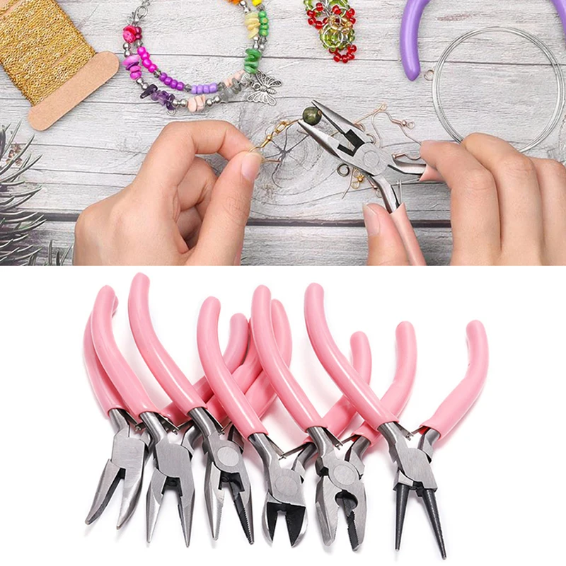 

Mini Pliers Diagonal Round Bent Needle Nose Handcraft Beading Insulated Cutter Pliers For Jewelry Making Tools