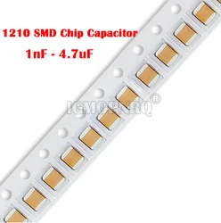 50PCS 1210 SMD Chip Capacitor 1nF 47uF 1KV 2KV 100nF 470nF 680nF 0.1uF 1uF 2.2uF 4.7uF 10uF 22uF 47uF 100uF 10V 16V 25V 50V 100V
